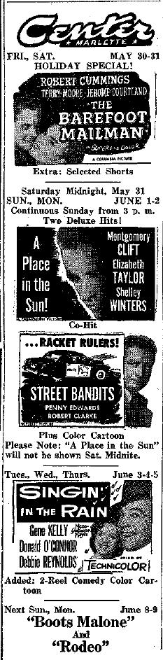 Center Theatre - May 52 Ad From James (newer photo)